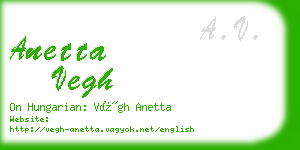 anetta vegh business card